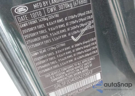 2011 Land Rover Range Rover Sport Hse from USA, damaged, VIN SALSF2D40BA270917